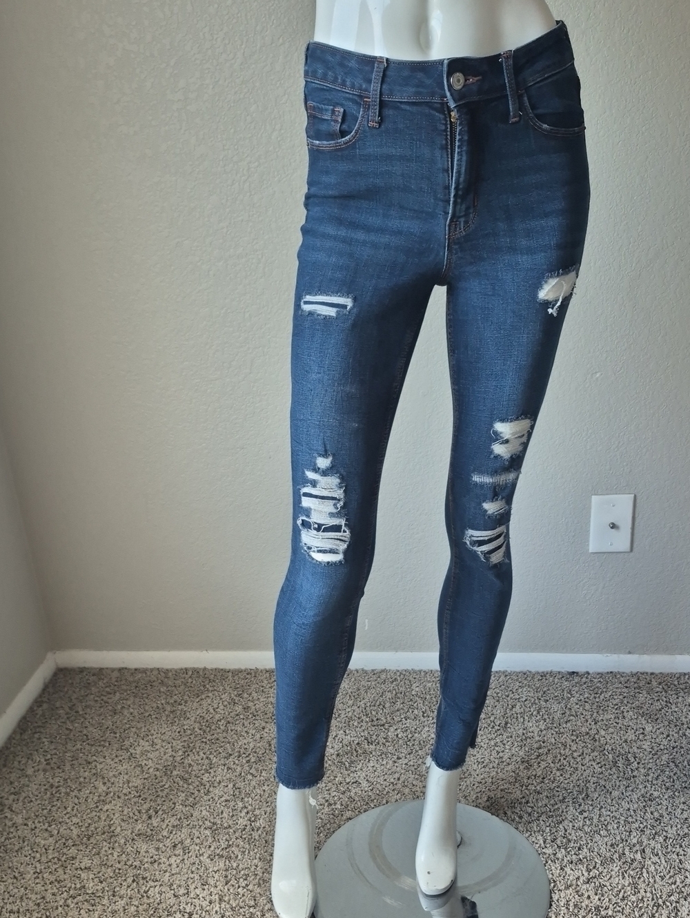 Old Navy Dark Blue Distressed Skinny Jeans